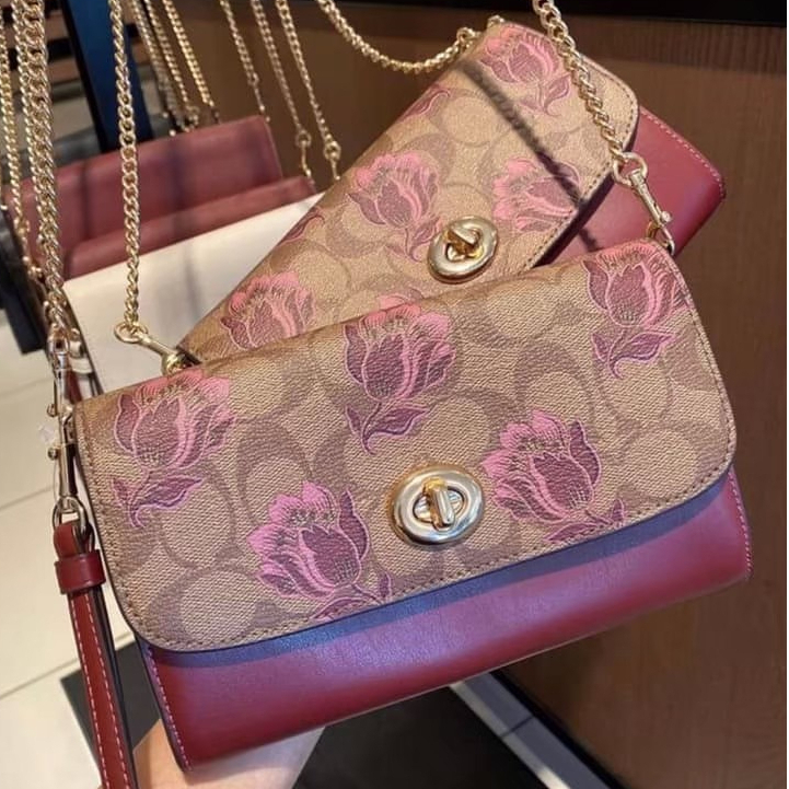 現貨 COACH 酒紅金鍊多功能 斜背包 WOC KoiKoi 戀戀美國代購 時尚精品