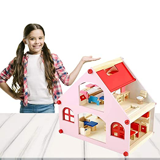 木製仿真別墅小屋 娃娃屋 玩具 房子小傢俱 兒童玩具 木頭屋玩具 家家酒玩具