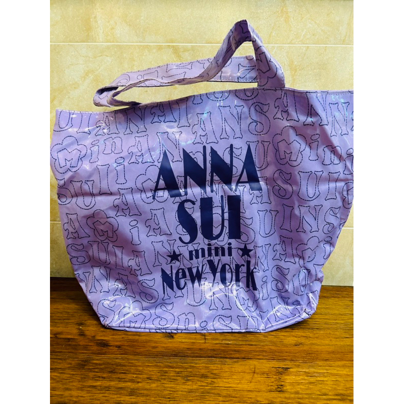 全新ANNA SUI防水紫色手提袋贈全新日本手帕