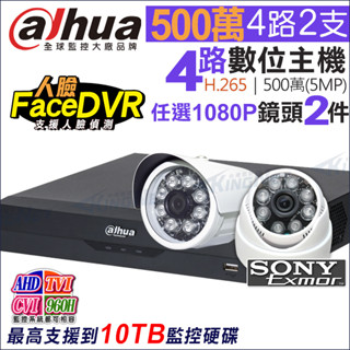 DH-XVR5104HS-I3 監視器 大華 4路4音 DVR + SONY 1080P 紅外線防水攝影機x2支