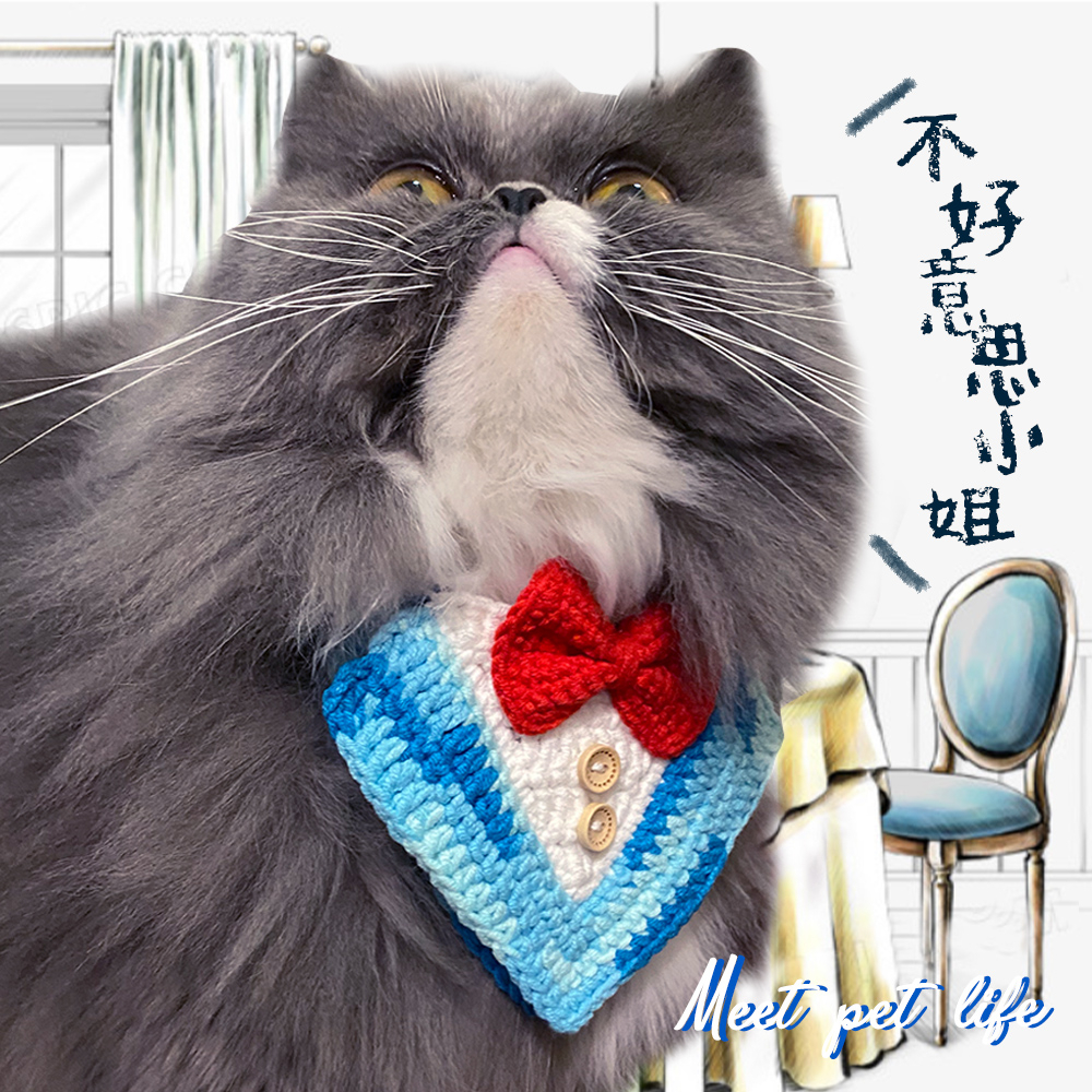 🤵小西裝領巾🤵【糜特meet pet life】 貓寵物領巾 狗狗口水巾 寵物圍兜 針織領巾