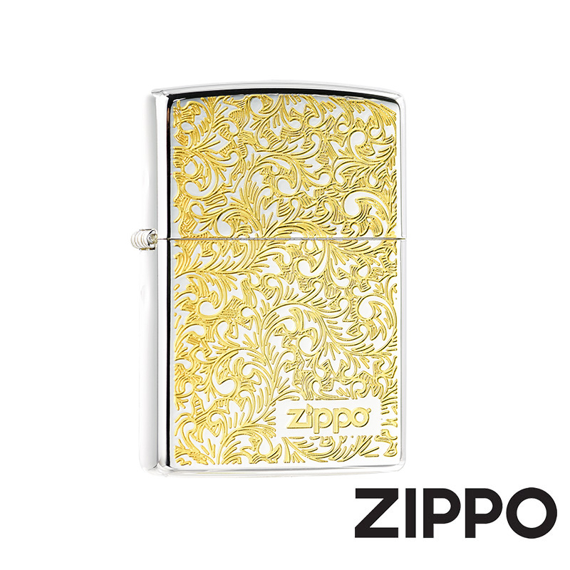 ZIPPO 經典唐草(白金)防風打火機 日本設計 官方正版 現貨 限量 禮物 送禮 終身保固 ZA-2-23A