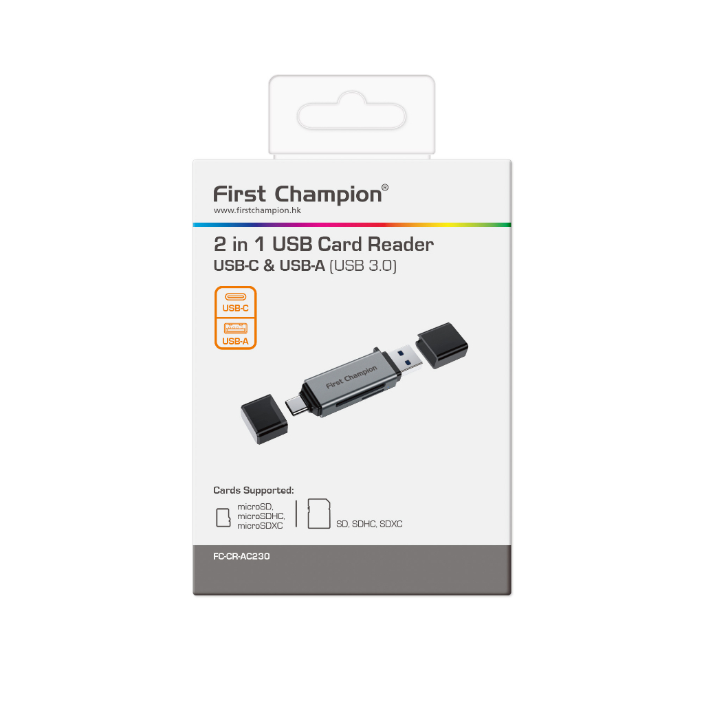 First Champion USB 3.0 Type C &amp; USB-A 2合1讀卡器 microSD/SD