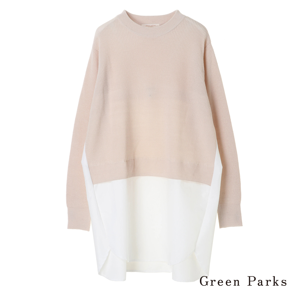 Green Parks 異素材拼接長版針織上衣(6A11L2G0130)