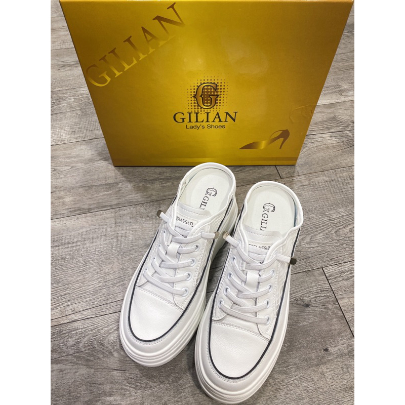 GILIAN-N2001-白色 現貨 預訂 增高鞋 休閒鞋 健走鞋 工作鞋 前包後空 涼拖鞋 拖鞋 小白鞋 透氣網布
