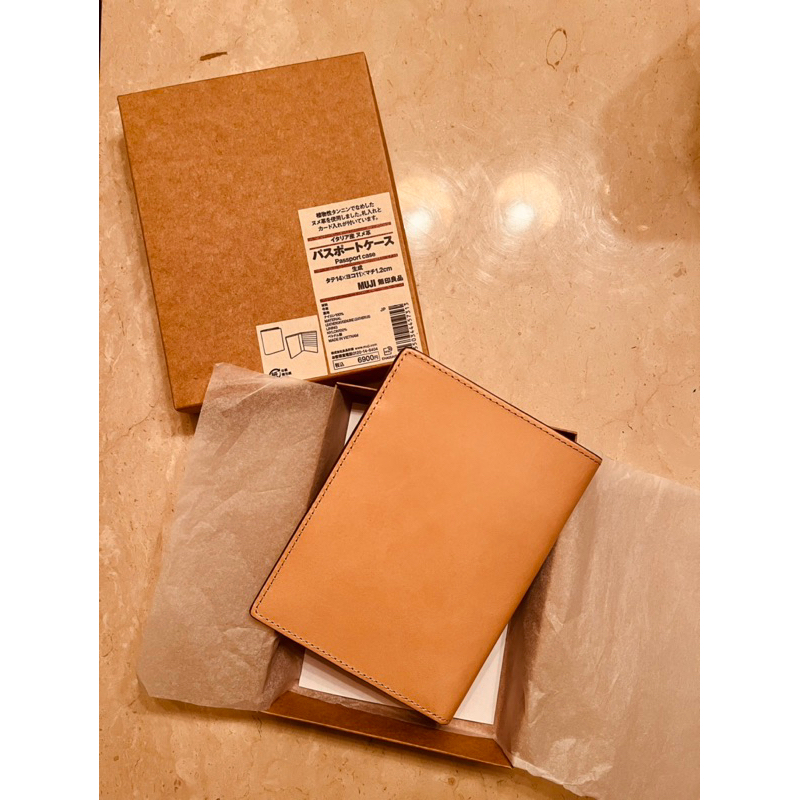 Muji 無印良品 精緻原色真皮 皮夾 護照夾 日本帶回 全新 盒裝