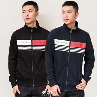 郵寄兵．現貨 TOMMY HILFIGER 男版 線條紅白國旗LOGO 立領外套 外套 毛巾布 穿搭 國旗 美國