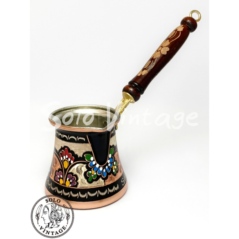 【SOLO 歐洲家居】土耳其手工釉彩銅雕 咖啡壺 260ml