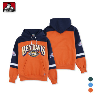 BEN DAVIS SUPPORTERS HOODIE 拼接色 字母 布章 內刷毛 保暖 寬鬆 帽T 3色