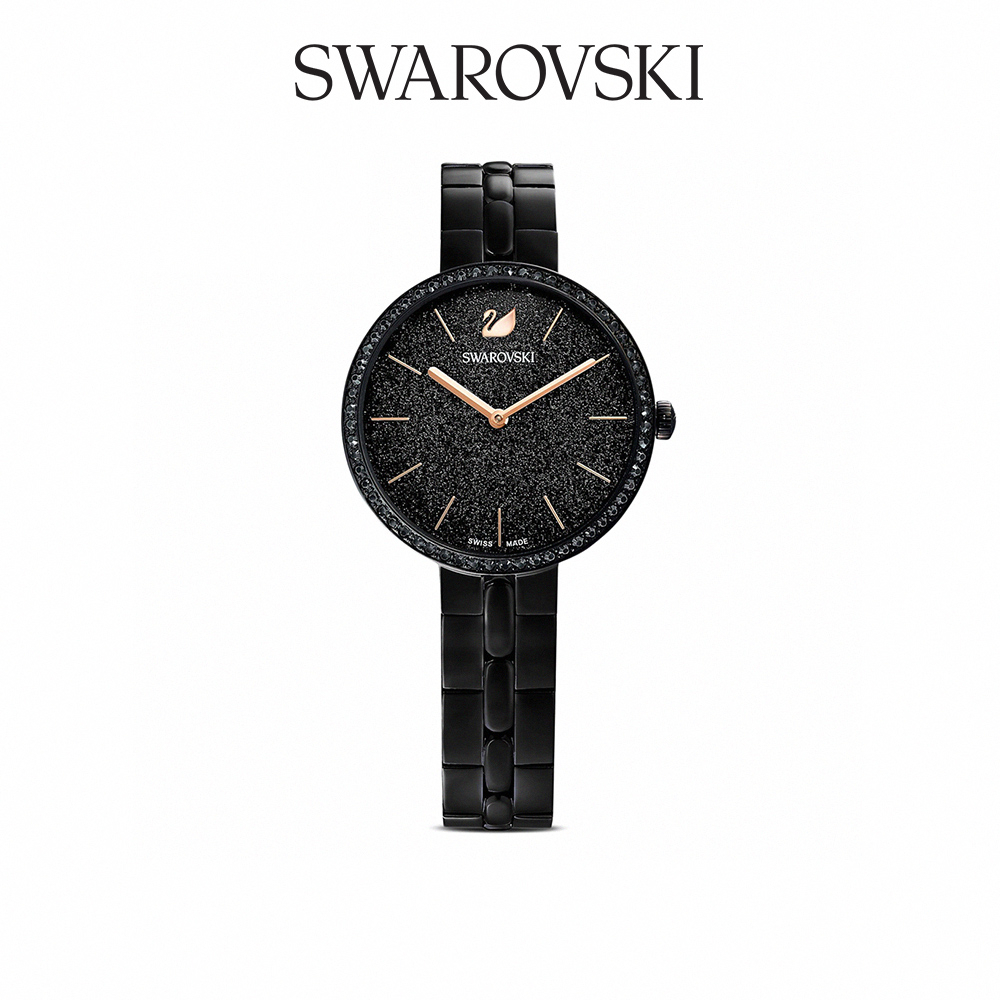 SWAROVSKI 施華洛世奇 Cosmopolitan 手錶金屬手鏈, 黑色, 黑色 PVD 電鍍