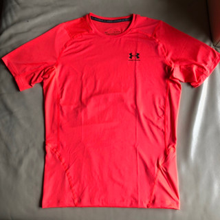 保證正品 Under Armour UA 螢光橘 緊身 運動T恤 運動上衣 size XL