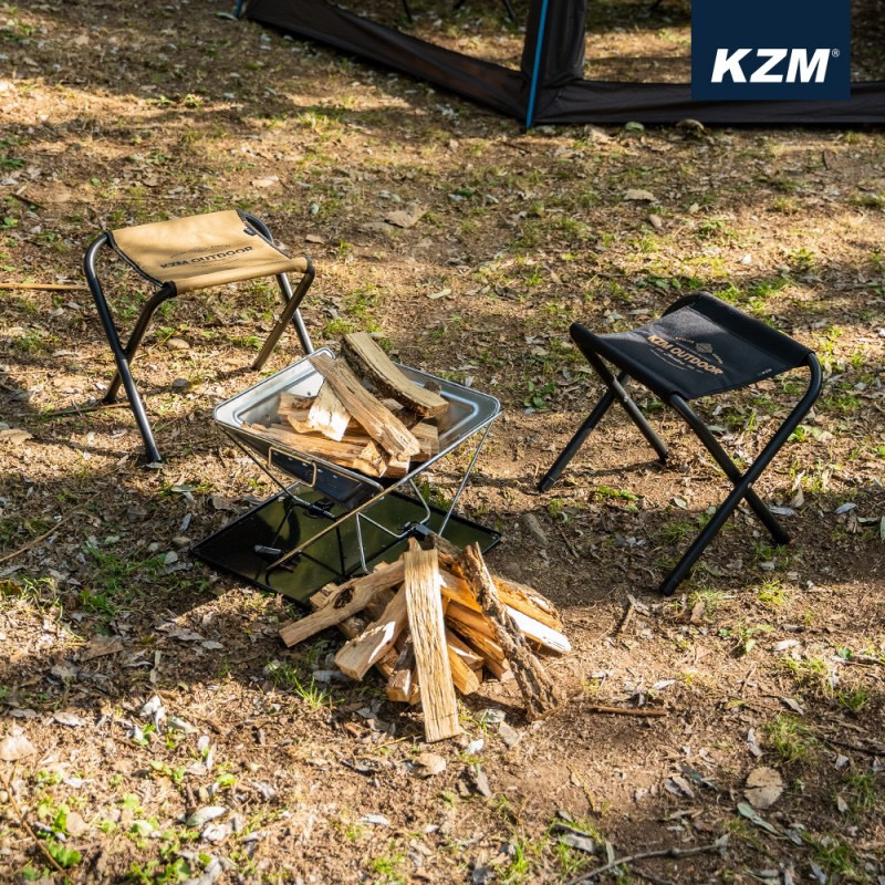 KAZMI KZM 素面小板凳2入(黑色/卡其)露營椅 板凳 摺疊椅 椅子