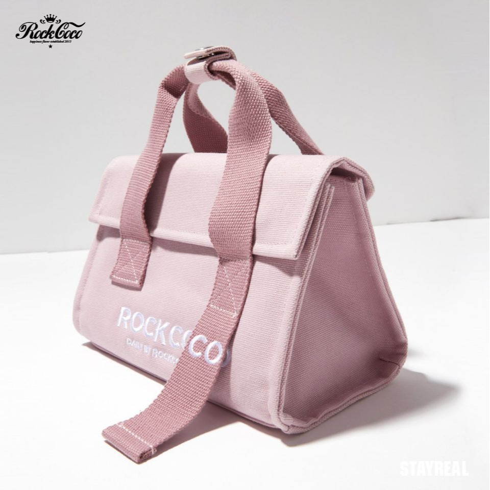 STAYREAL ROCKCOCO 簡約日常兩用方包 側背包 手提包 粉紅色