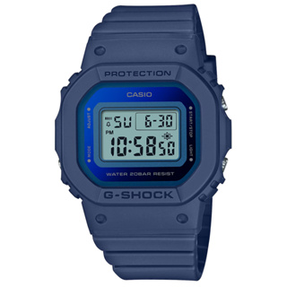【CASIO 卡西歐】G-SHOCK 時尚經典方形金屬表面電子錶-藍面藍(GMD-S5600-2 防水200米)