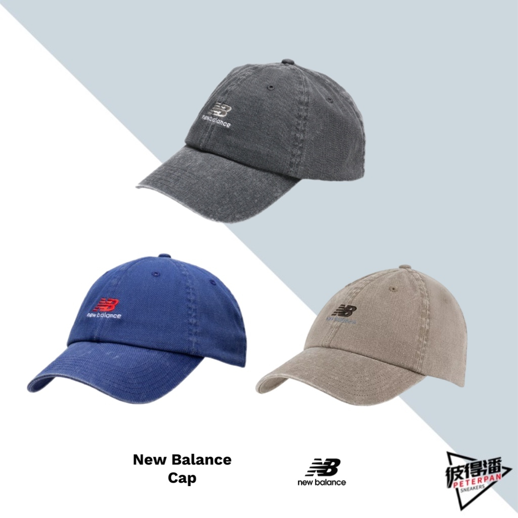 New Balance 刺繡Logo Cap 復古 水洗 老帽 棒球帽 可調式 灰//卡其//藍 【Insane-21】