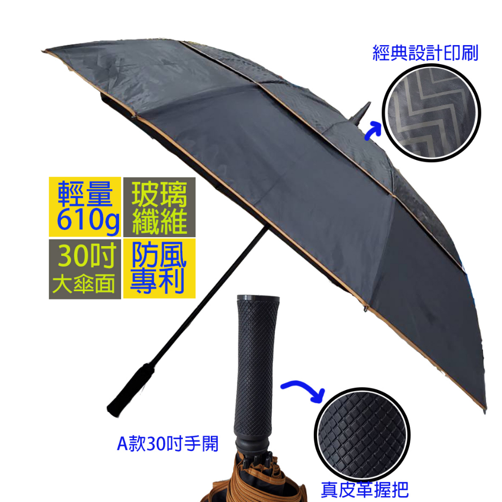 台灣現貨【KUD雨傘工廠直營】29.5吋/30吋輕量直骨手開加大傘面客製傘