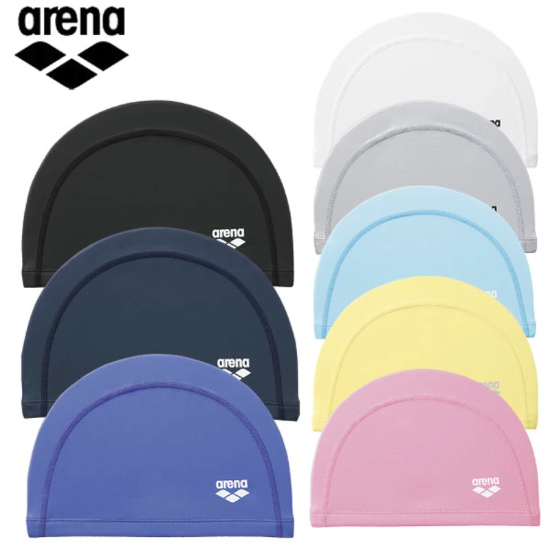 現貨日本購入（亮藍色)(附實品照片）arena不黏髮不咬髮保護秀髮防水矽膠布泳帽ARN-6406
