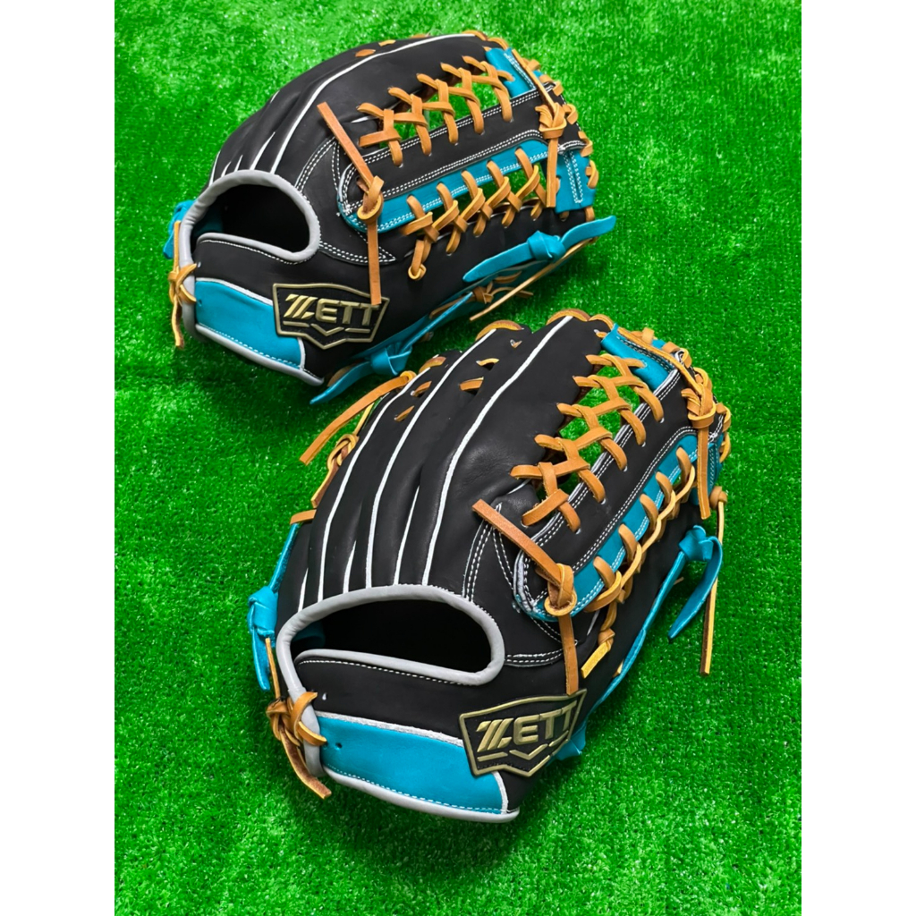 棒球世界ZETT SPECIAL ORDER 訂製款棒壘球手套外野特價源田配色款13吋黑湖水綠配色