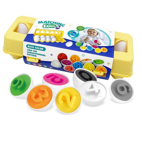 ღ現貨ღ聰明蛋 盒裝12入 形狀配對 數字配對 顏色認知 益智玩具 幾何圖形 兒童早教 啟蒙玩具 拼插積木 仿真蛋