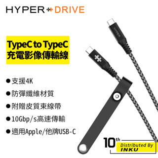 HyperDrive C TO C 10Gbps+100W 充電影像傳輸線 PD TypeC 手機線 充電線 4K 2M