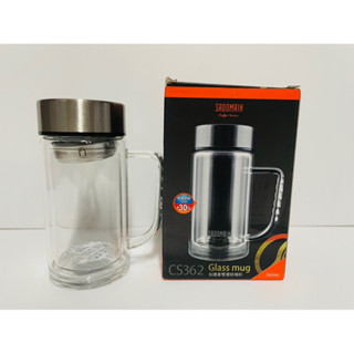玻璃泡茶壺 玻璃泡茶杯 咖啡杯 辦公杯 仙德曼 360cc雙層濾網泡茶辦公杯