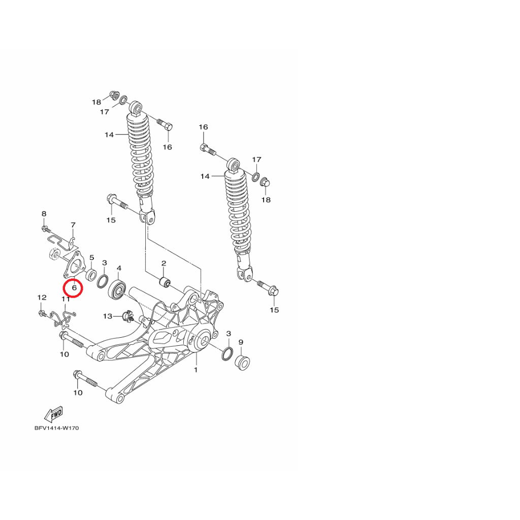 YAMAHA 原廠 新勁戰 六代 BWS 七期 FOCRE 2.0 AUGUR 後臂蓋 料號：B8R-F2117-00