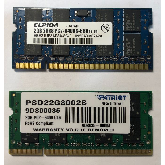 DDR2 800 2GB筆電用記憶體(2支)