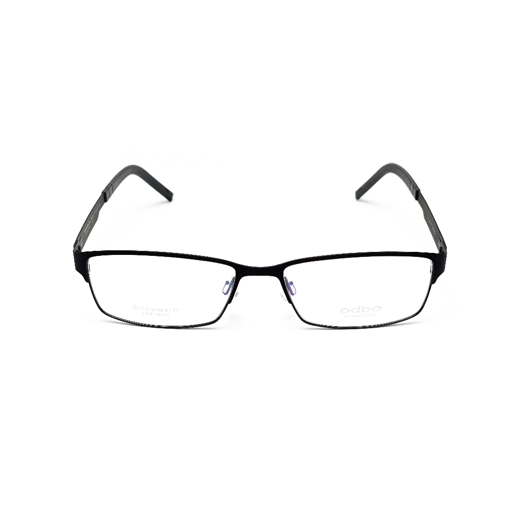【全新特價】odbo 鈦金屬光學眼鏡鏡框 1718 C1 消光黑 輕量化無螺絲設計
