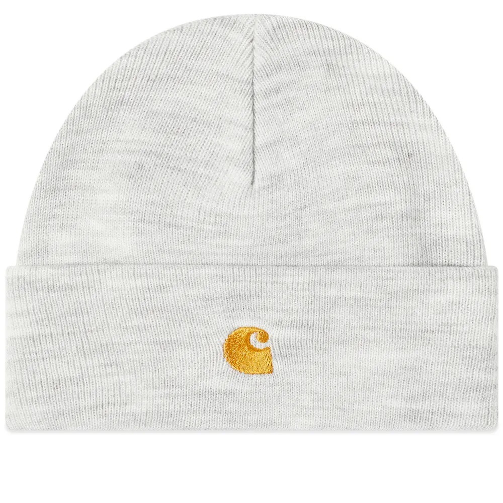 【PhD.選貨店】CARHARTT WIP CHASE BEANIE 灰 金色 logo 毛帽