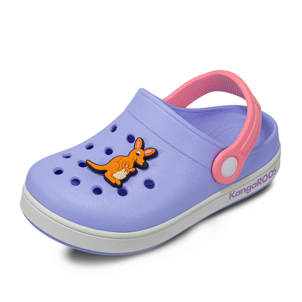 奇星 KangaROOS 美國袋鼠鞋  童鞋 AERO 布希鞋 涼拖鞋 附可拆式立體袋鼠扣 紫粉#KK31897