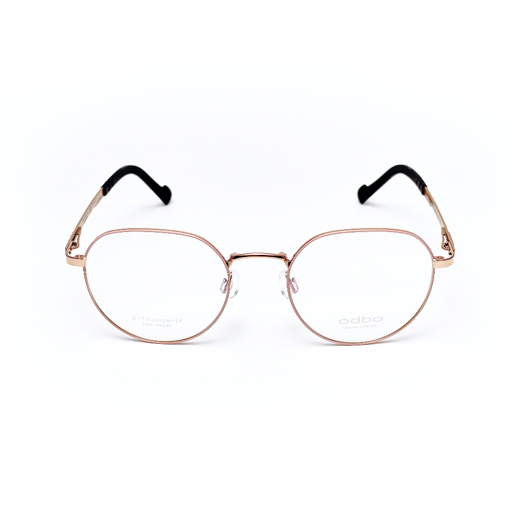 【全新特價】odbo 鈦金屬光學眼鏡鏡框 1821 C7K 玫瑰金 輕量化無螺絲設計