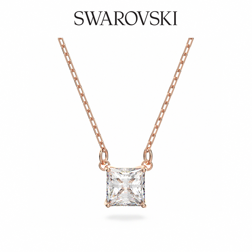 SWAROVSKI 施華洛世奇 Attract 玫金色方形寶石項鏈