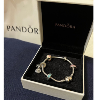 正品 潘朵拉 Pandora手鍊組 17cm 純銀 經典愛心蛇鍊