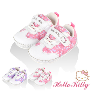 Hello Kitty童鞋 12.5-15cm兒童鞋 小碎花輕量減壓學步鞋 粉.紫色(聖荃官方旗艦店)