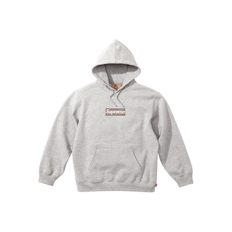 全新現貨 SUPREME x BURBERRY 22SS BOX LOGO HOODED SWEATSHIRT 帽T 灰