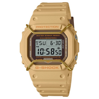 【CASIO G-SHOCK】復刻高質感霧面方形數位運動腕錶-土黃款/DW-5600PT-5/台灣總代理公司貨享一年保固
