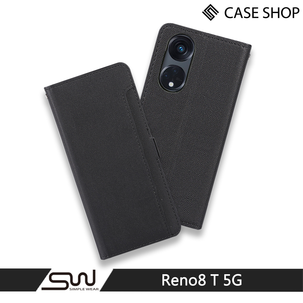 【CASE SHOP】OPPO Reno8 T 5G 前收納側掀皮套-黑