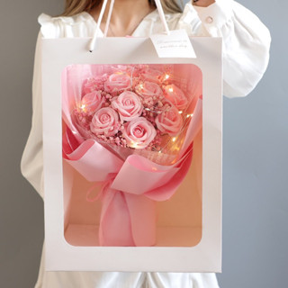 {24小時出貨}大束玫瑰花 求婚 告白 花束 永生花 香皂花 花束禮袋 花束禮盒 情人節 母親節 教師節 畢業花束