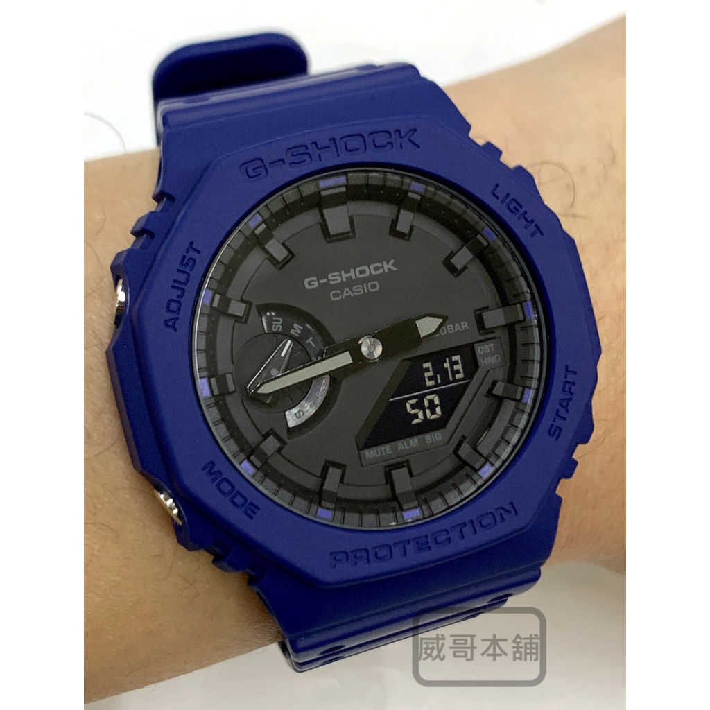 【威哥本舖】Casio台灣原廠公司貨 G-Shock GA-2100-2A 農家橡樹 深藍八角雙顯錶 GA-2100