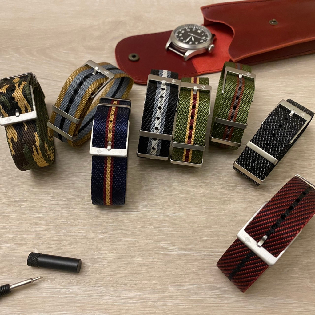 [現貨] 瑞典 復古 針織 帝舵 tudor 代用 花紋 錶帶 可調式 一件式 尼龍 錶帶