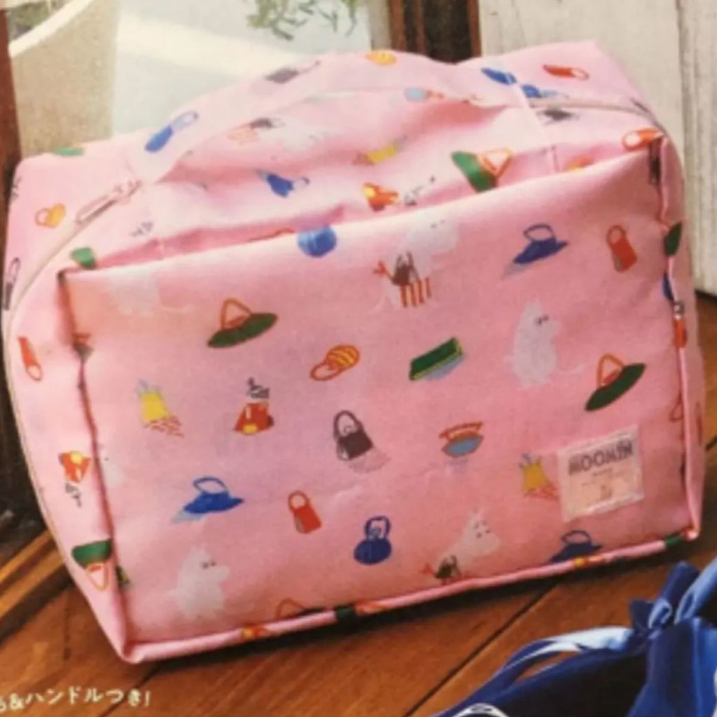 日本 正品 嚕嚕米 moomin  粉色 收納包 拉鍊包 旅行收納包 限量 非賣品 手提包 大款
