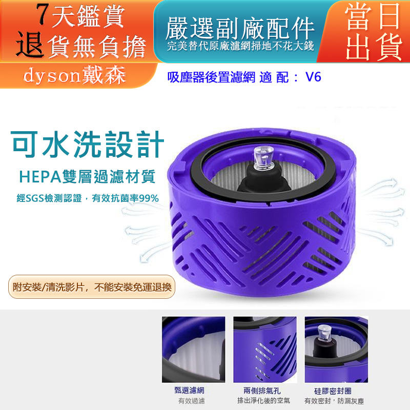 🔥台灣出貨🔥dyson 戴森 手持式吸塵器 濾心 副廠配件 HEPA後置濾網 濾芯 v6 sv03 sv04 sv07