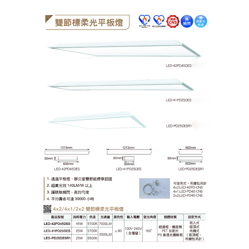 免運現貨供應 舞光 LED 4尺&amp;2尺 雙節標柔光平板燈輕鋼架燈/平板燈節能標章-辦公室節能標章