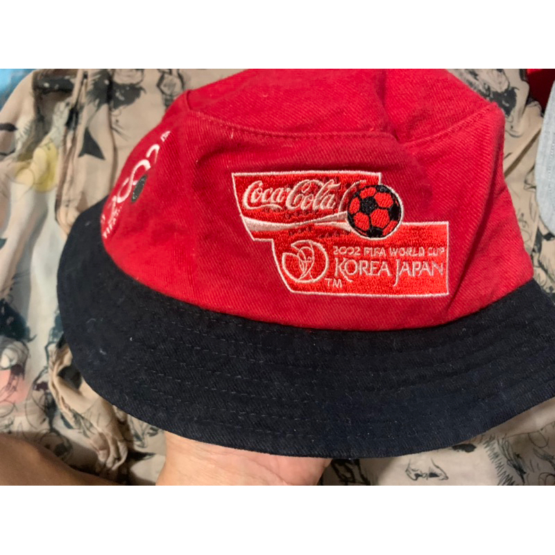 七成新 絕版 二手 古著 可口可樂 Coca Cola  日 韓 2002 世界杯 漁夫帽 size s 約56cm