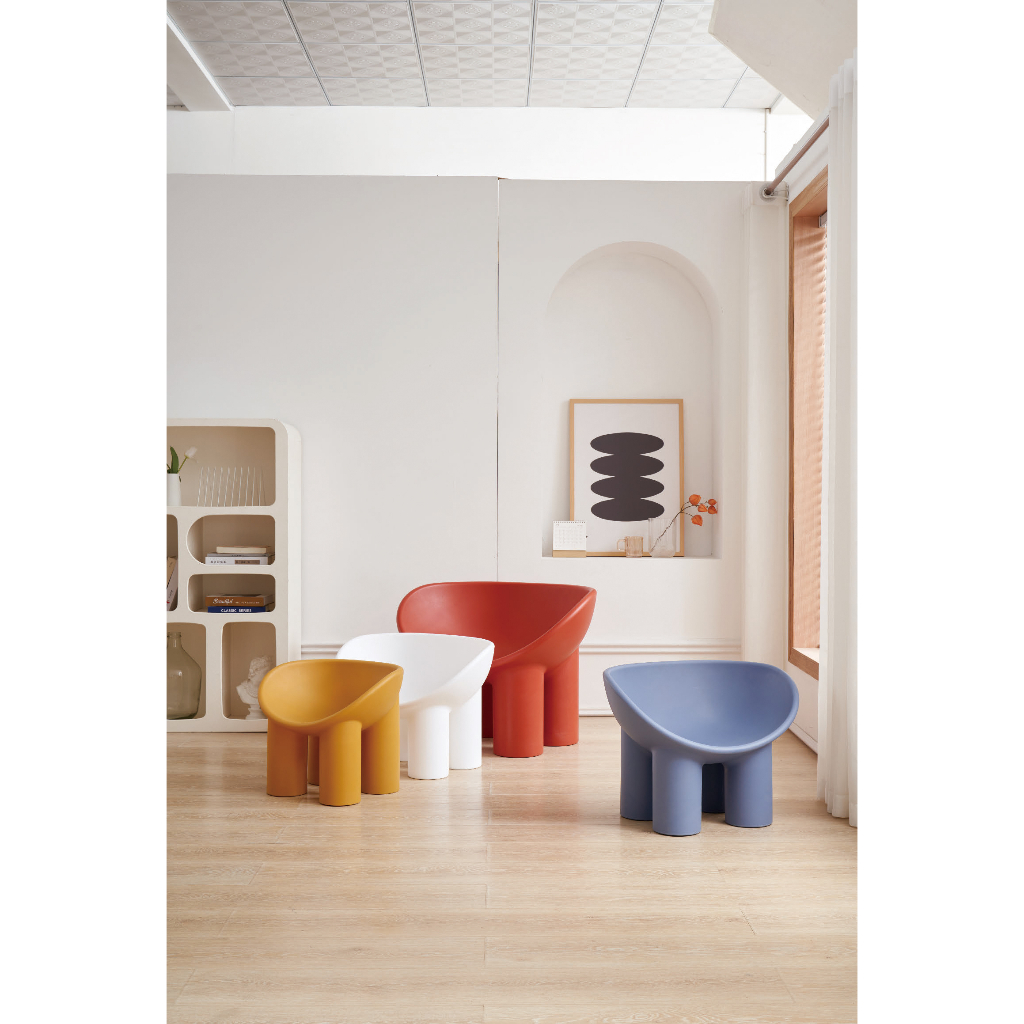 【zi_where】*北歐設計~薑黃/白/桔紅/藍色大象腿椅設計單椅.戶外沙發椅 $1900