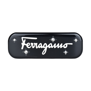 SALVATORE FERRAGAMO 字母LOGO水鑽鑲飾樹脂彈簧髮夾(黑)