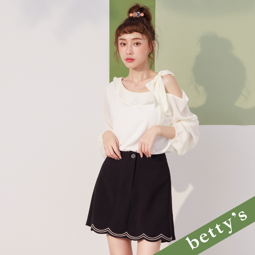 betty’s貝蒂思(21)OL裙擺荷葉褲裙(黑色)