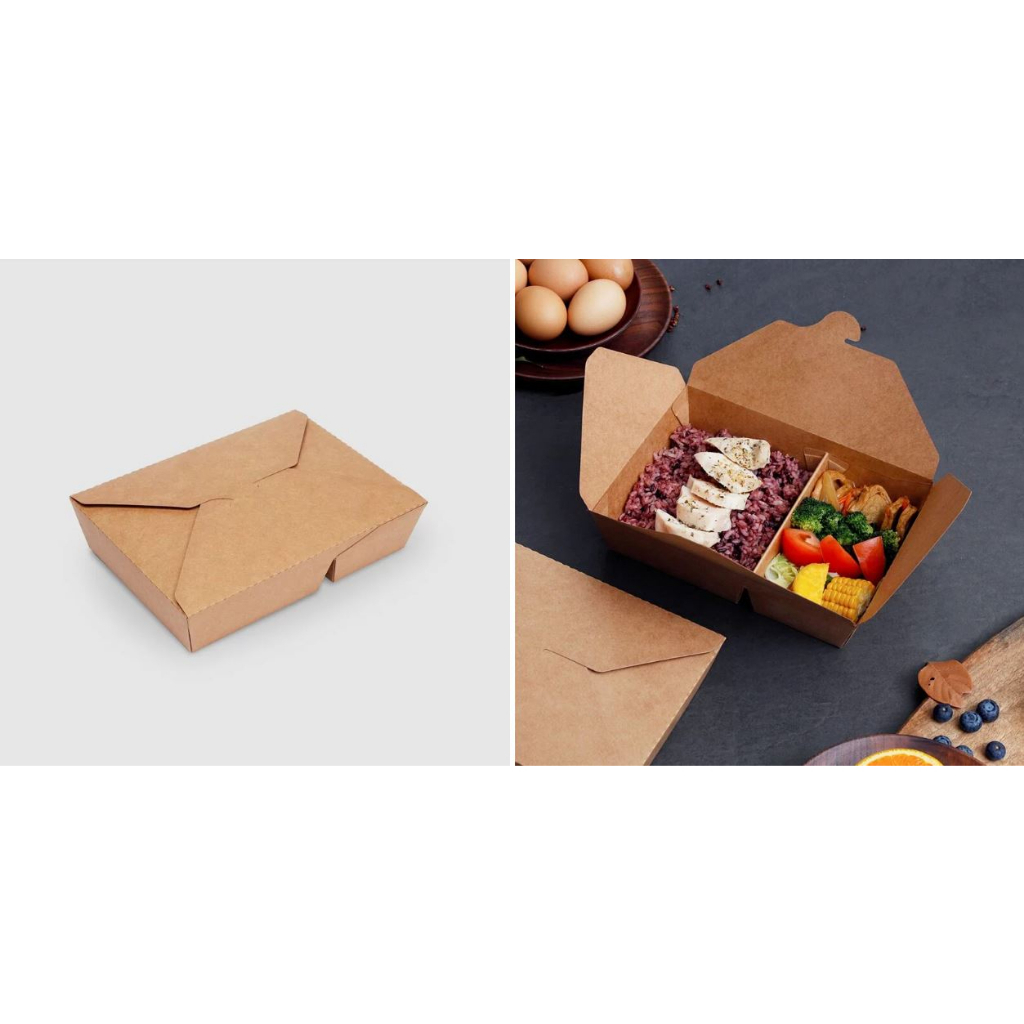 牛皮紙方形餐盒 二分格 1500ml 3號 4000個