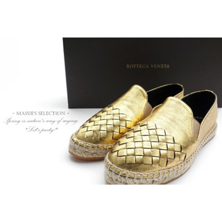 REPL) BOTTEGA VENETA 金色 經典編織皮革金鞋 BV 休閒鞋 鞋子 金鞋 金色 編織鞋 編織皮革 LX