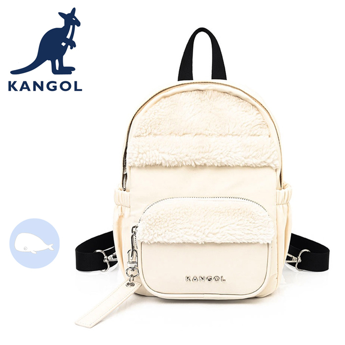 【小鯨魚包包館】KANGOL 英國袋鼠 後背包 6255874001 米白 絨毛包